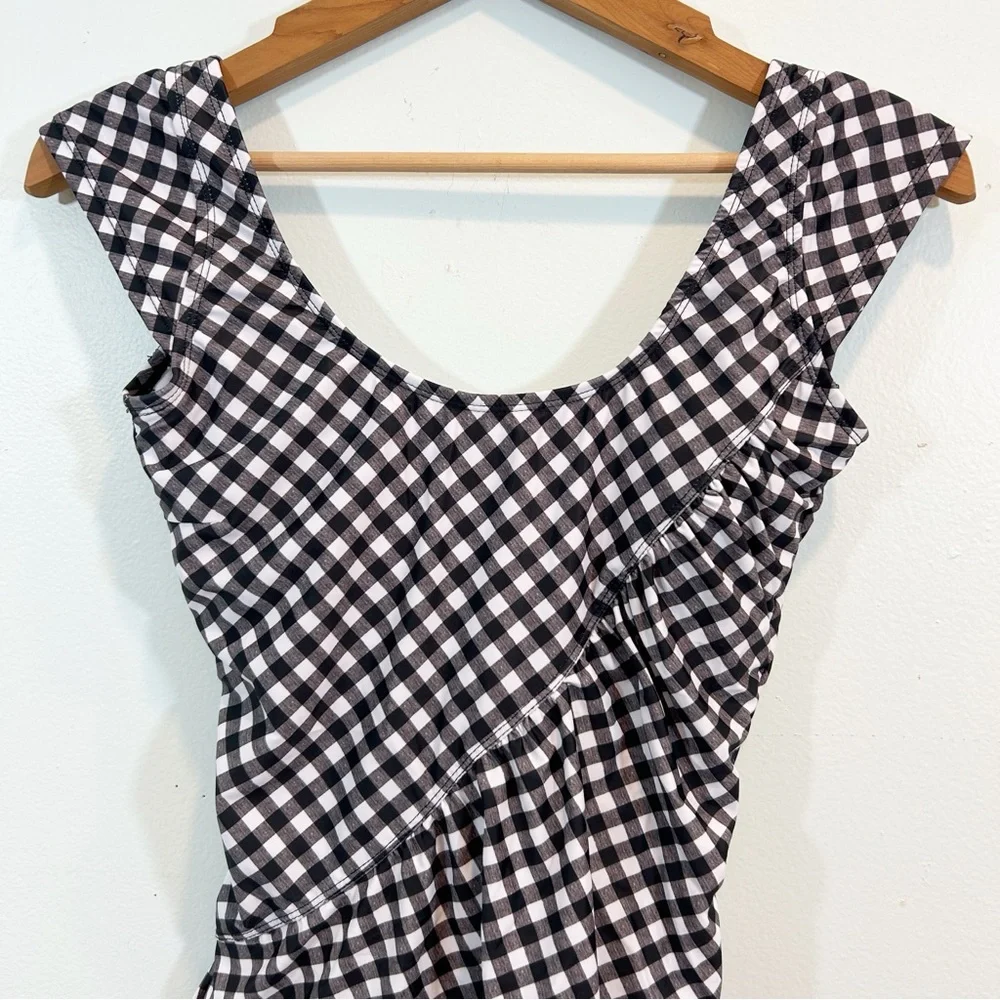 Marina West Black and White Gingham Check One-Piece Swimsuit Small Beach Resort